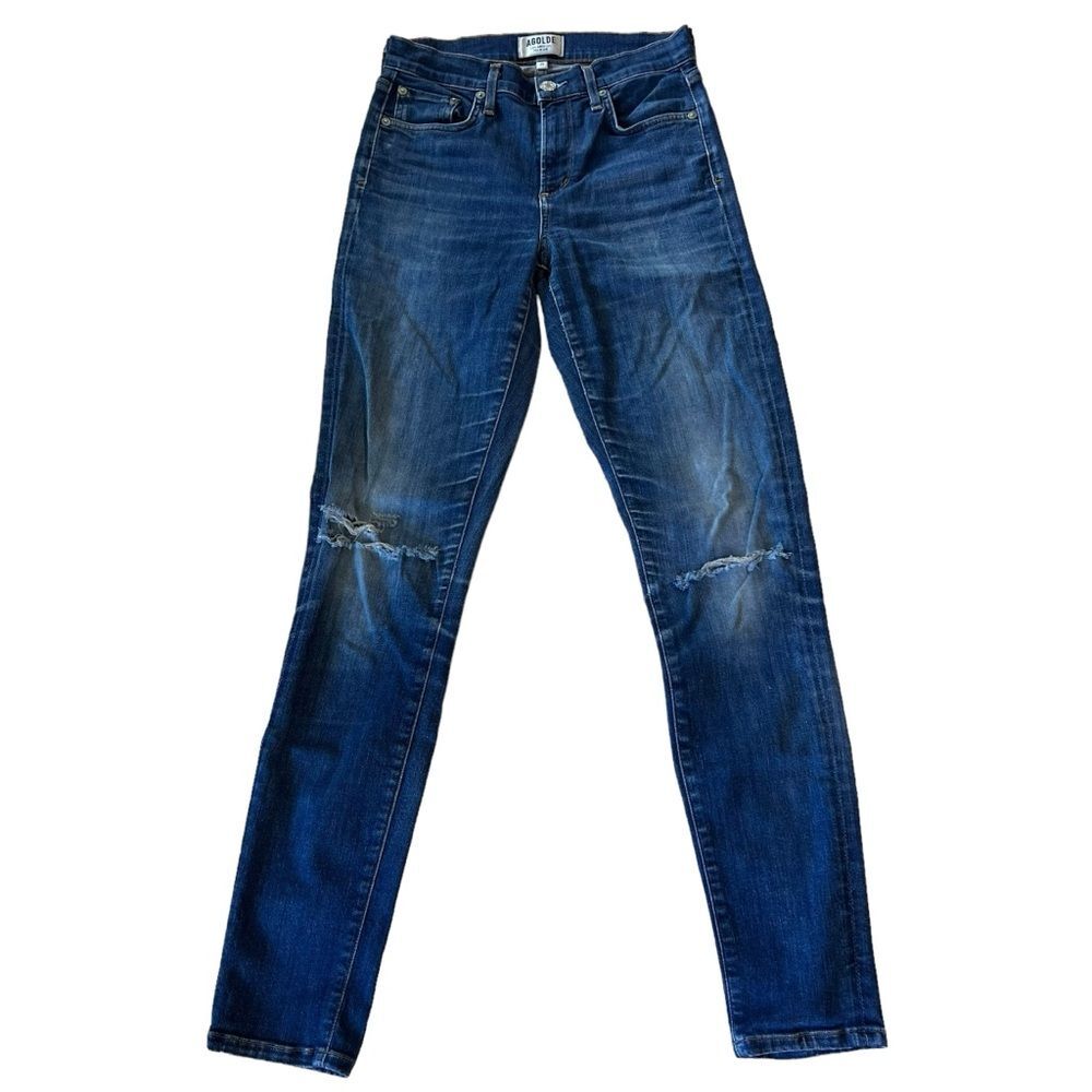Agoldie x Amour vert Denim Blue Ripped Jeans Distressed Size 26‎ Skinny